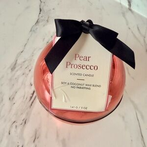 Pear Prosecco Scented Soy & Coconut Candle in Pink Glass